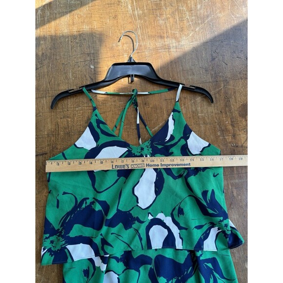 Banana Republic silky Sleeveless green Blue Floral dress Zip Back Sz Small - Picture 5 of 7
